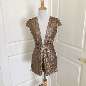 Tobi small gold sequin romper